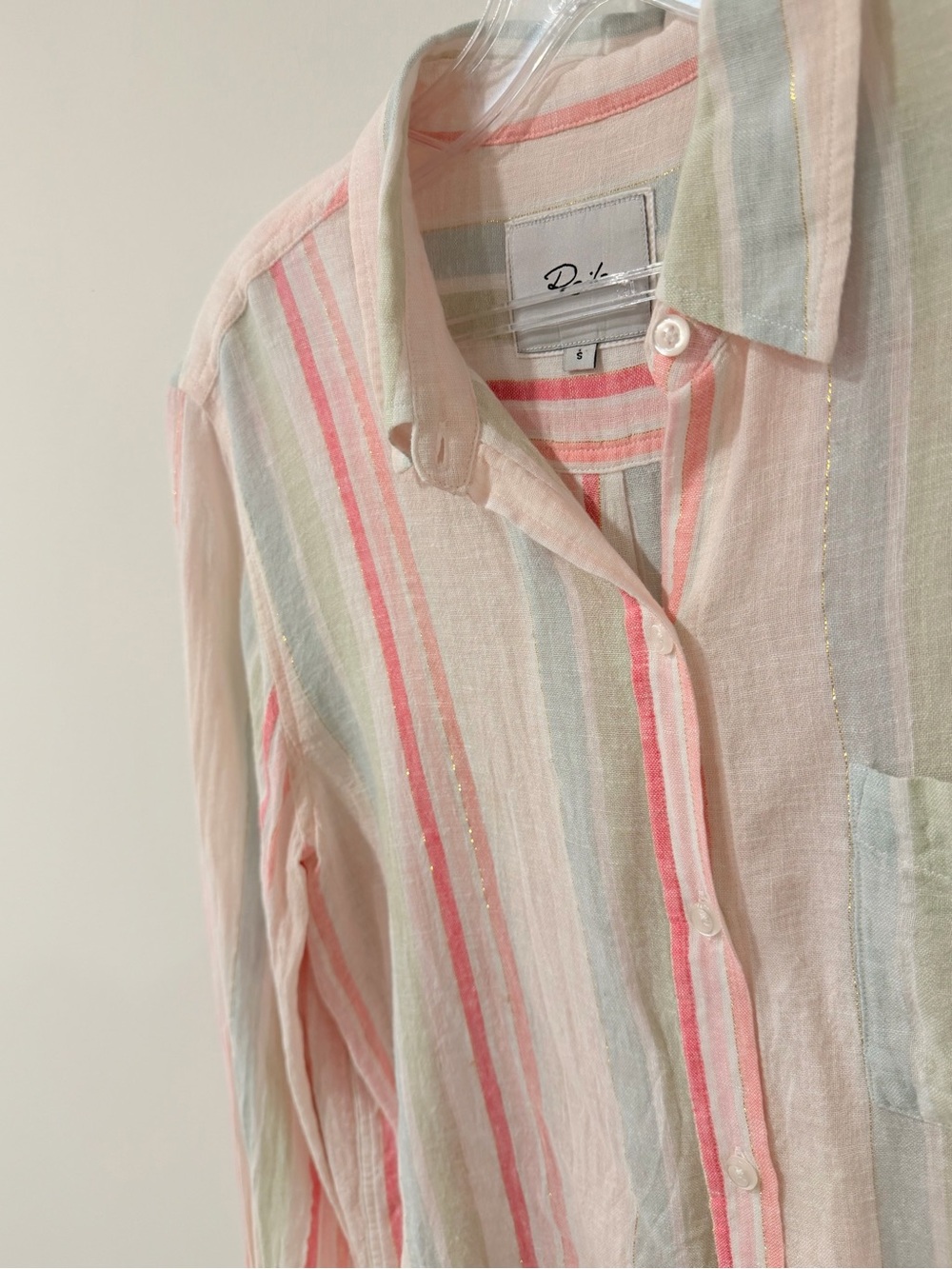 Rails Charli Matera Stripe Lurex Metallic Gauze Button Down Shirt Size Small - Picture 4 of 15